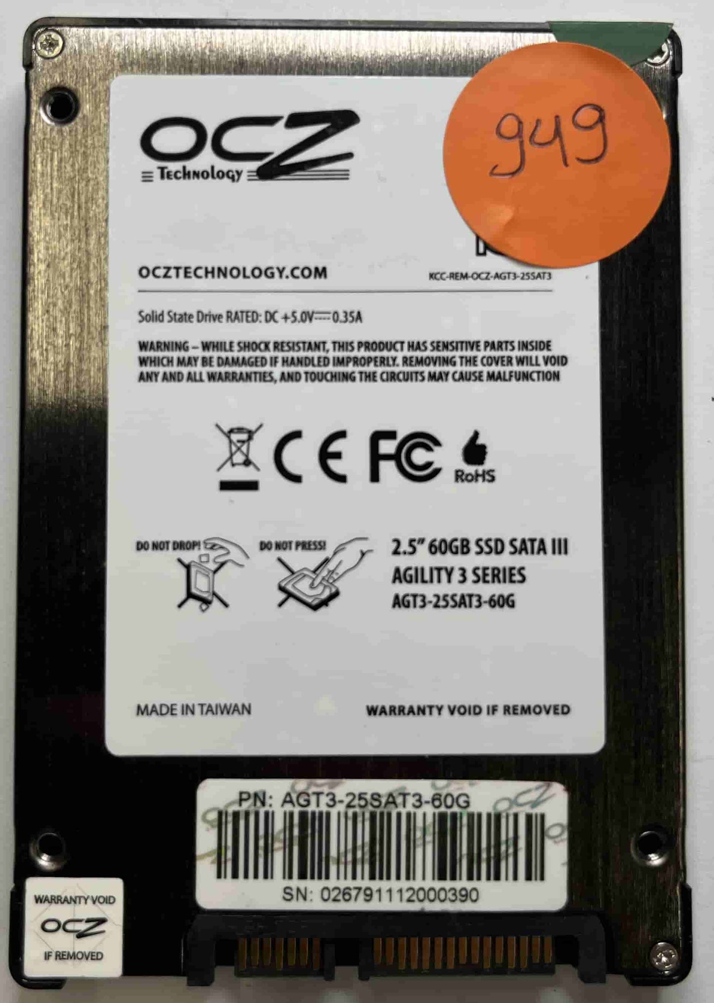 OCZ AGILITY3 AGT3-25SAT3-60G (949) SSD for Sale