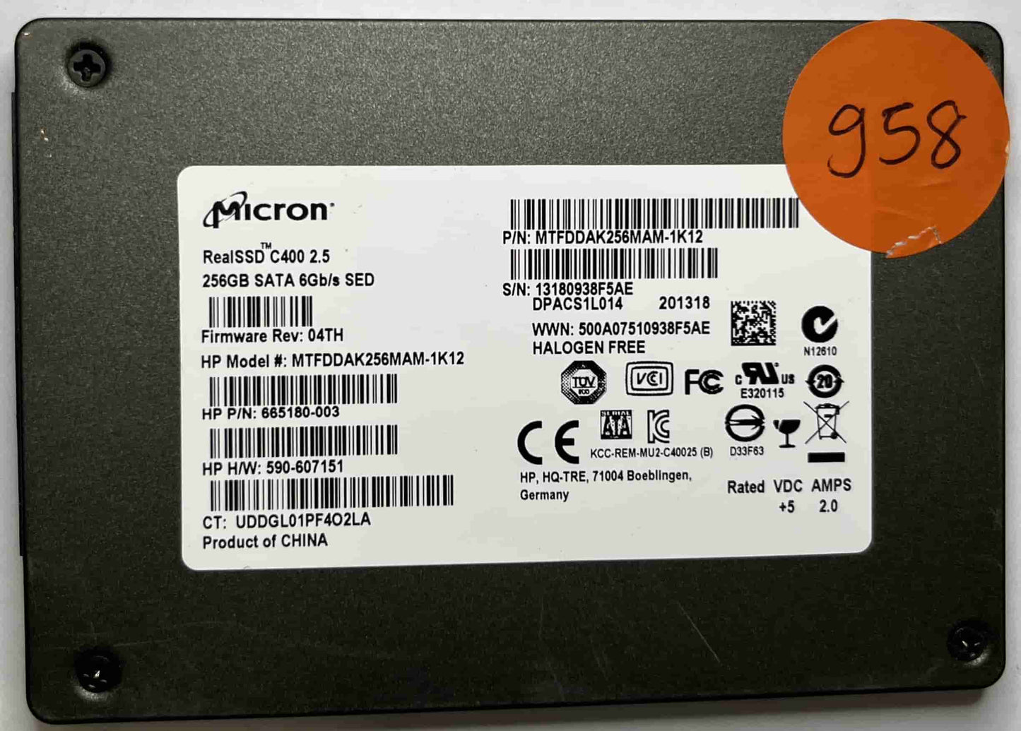 MICRON RealSSD C400 MTFDDAK256MAM-1K12 (958) SSD for Sale