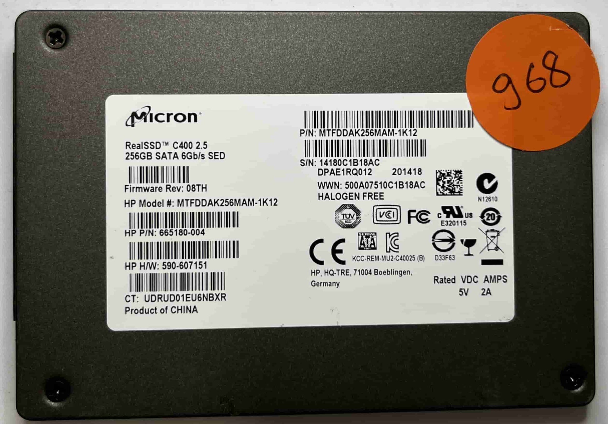 MICRON MTFDDAK256MAM-1K12 (968) SSD for Sale