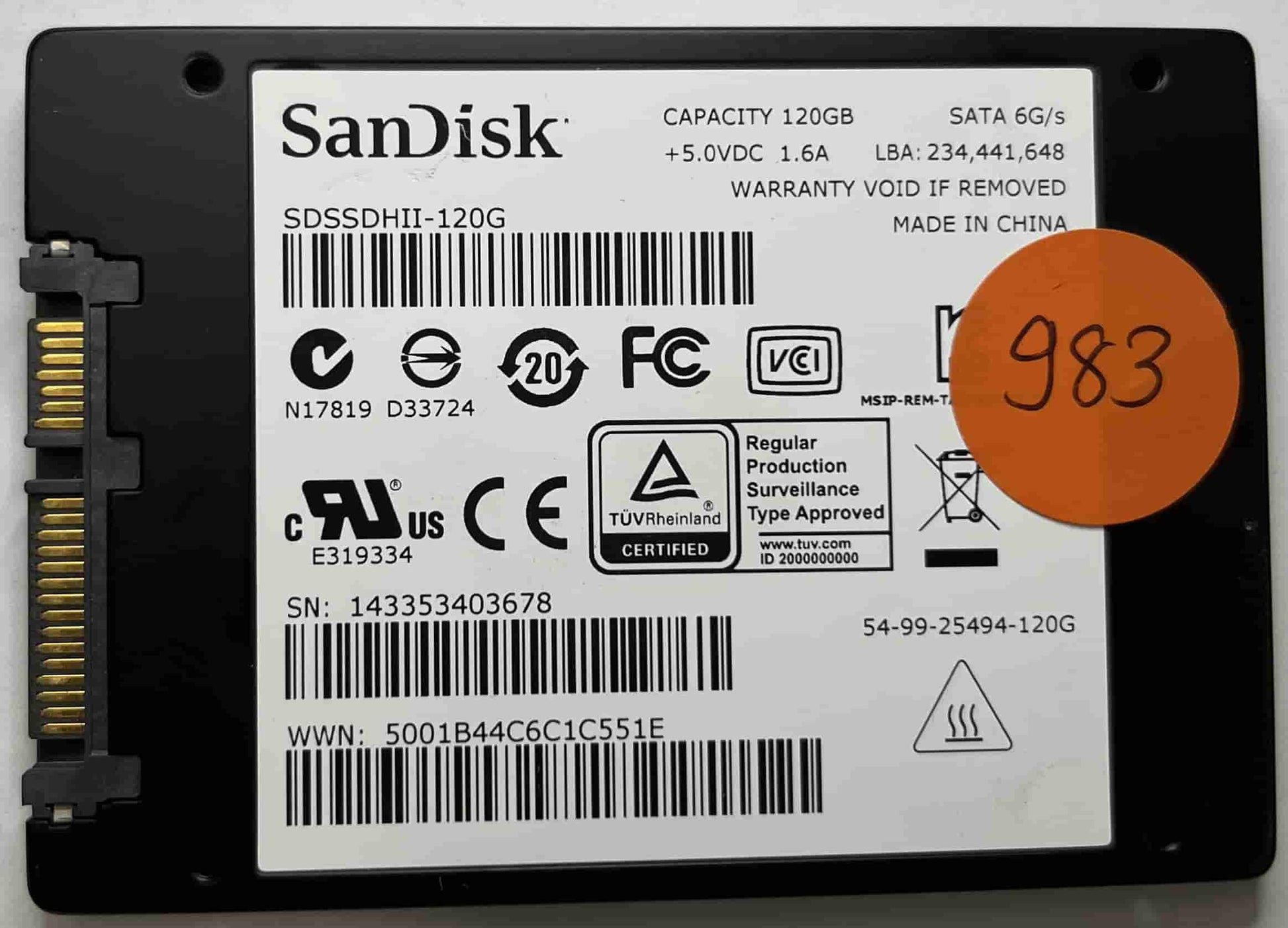 SANDISK SDSSDHII120G (983) SSD for Sale