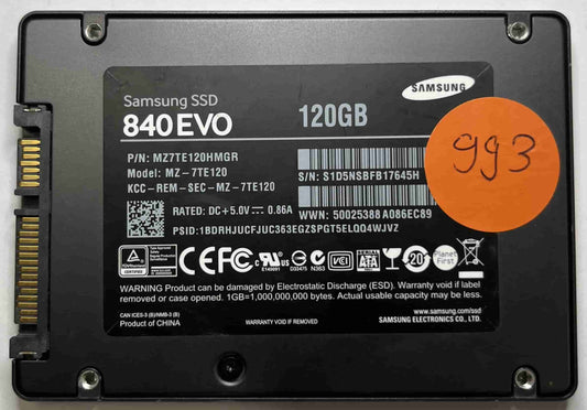 SAMSUNG MZ-7TE120 MZ7TE120HMGR (993) SSD for Sale
