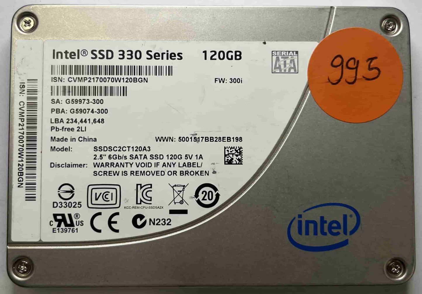 INTEL SSDSC2CT120A3 (995) SSD for Sale