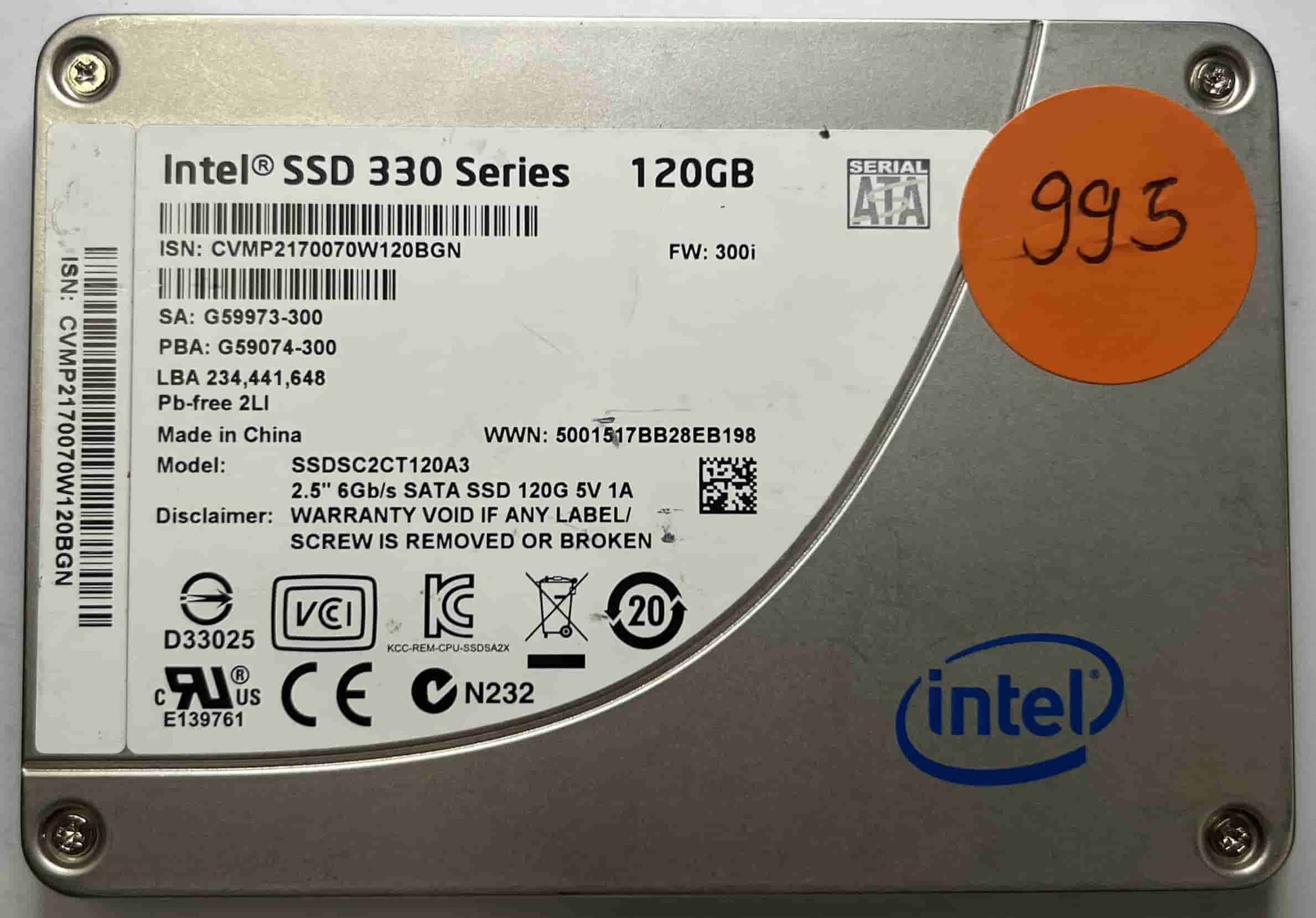 INTEL SSDSC2CT120A3 (995) SSD for Sale