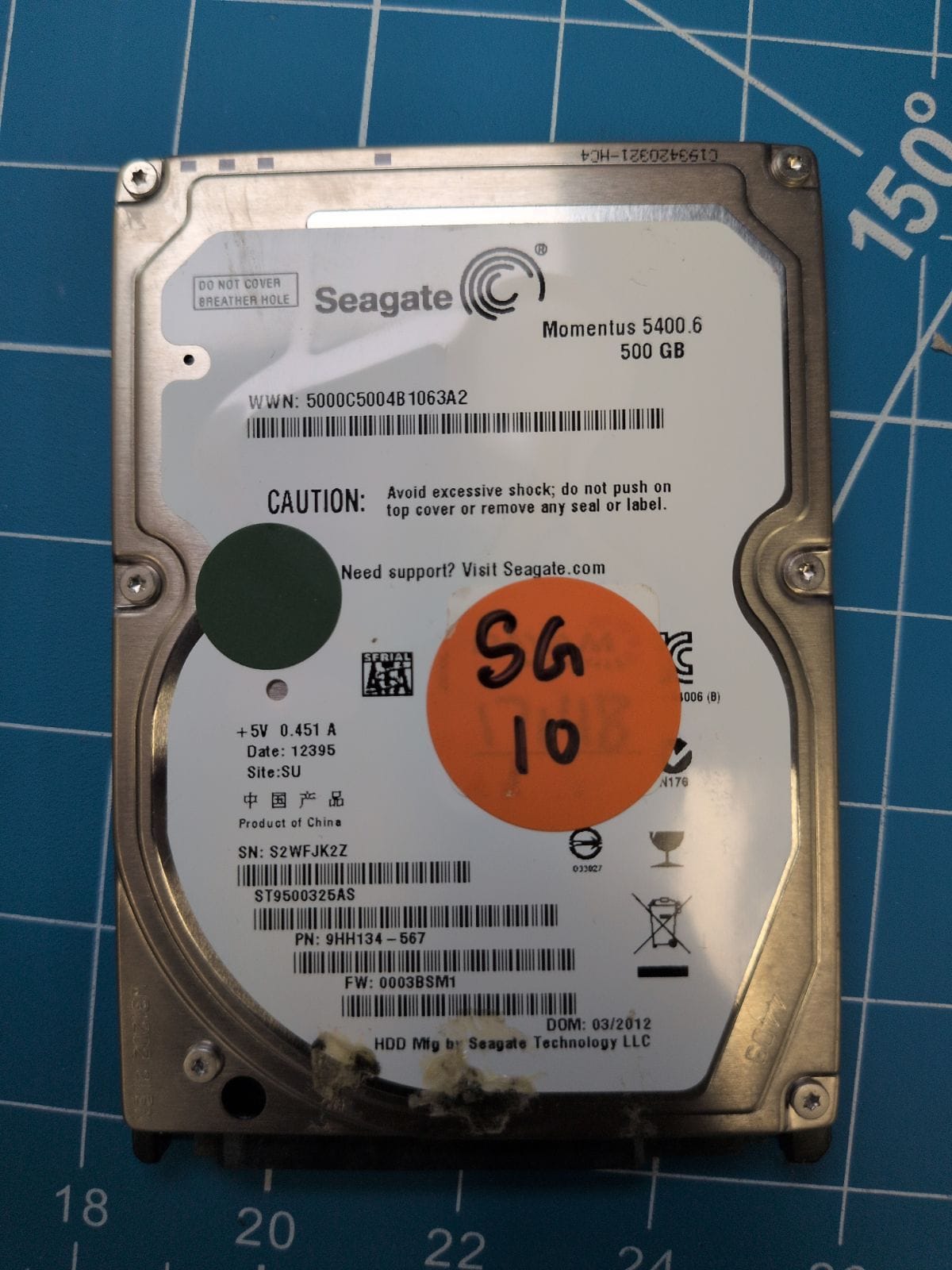 SG10 drive label (front)