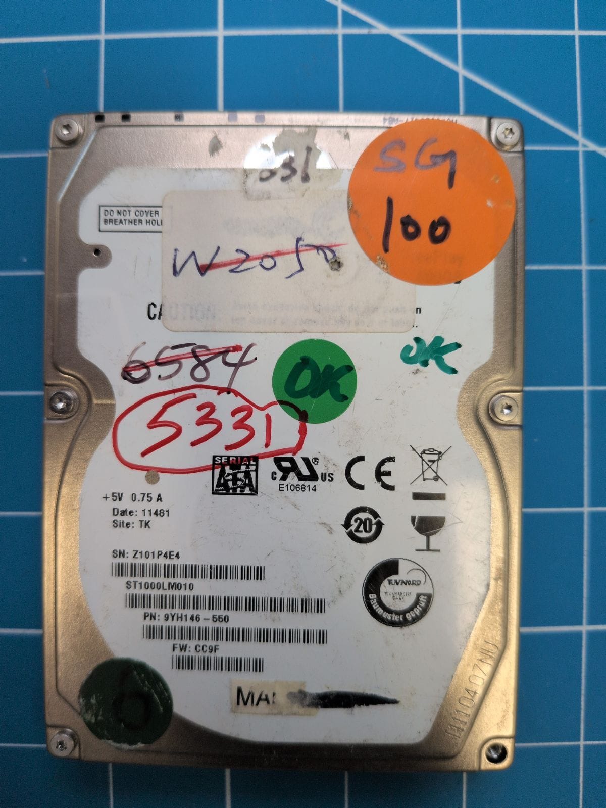 SG100 drive label (front)