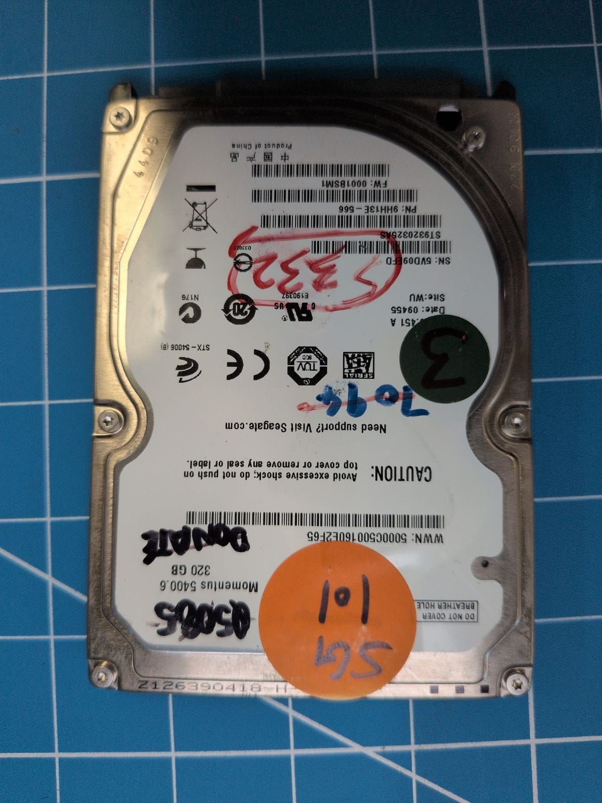 SG101 drive label (front)