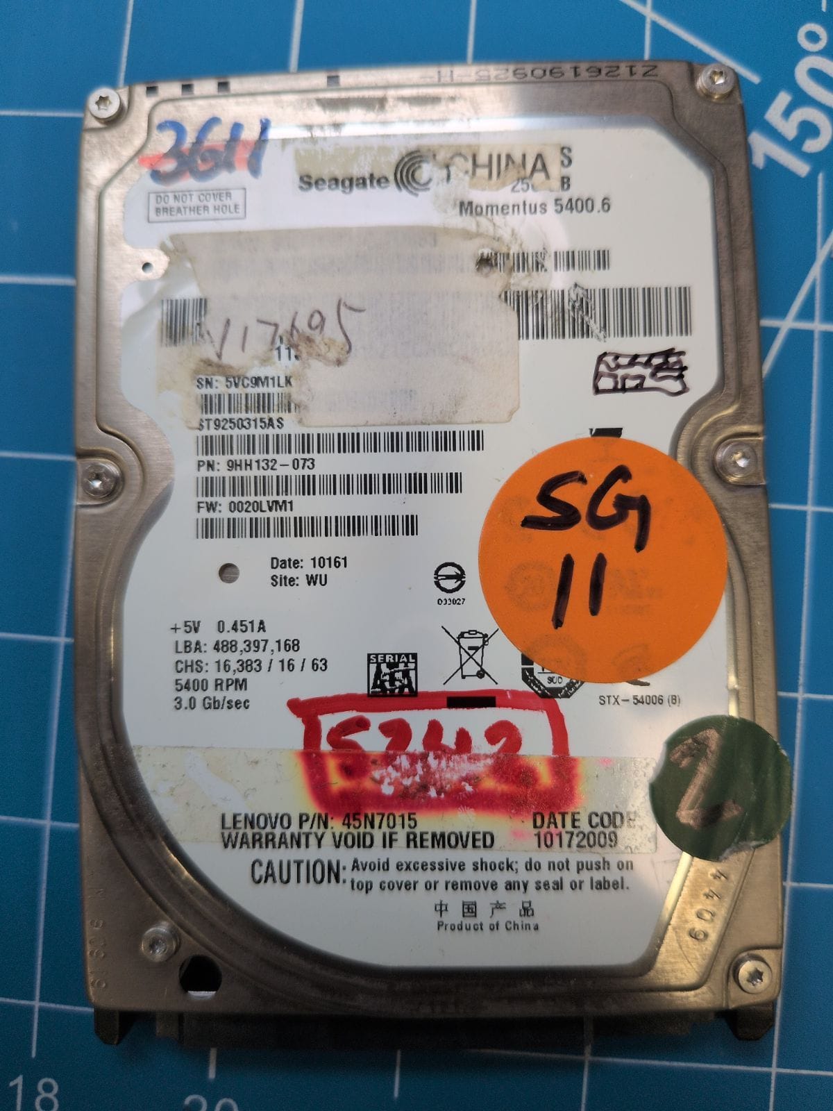 SG11 drive label (front)