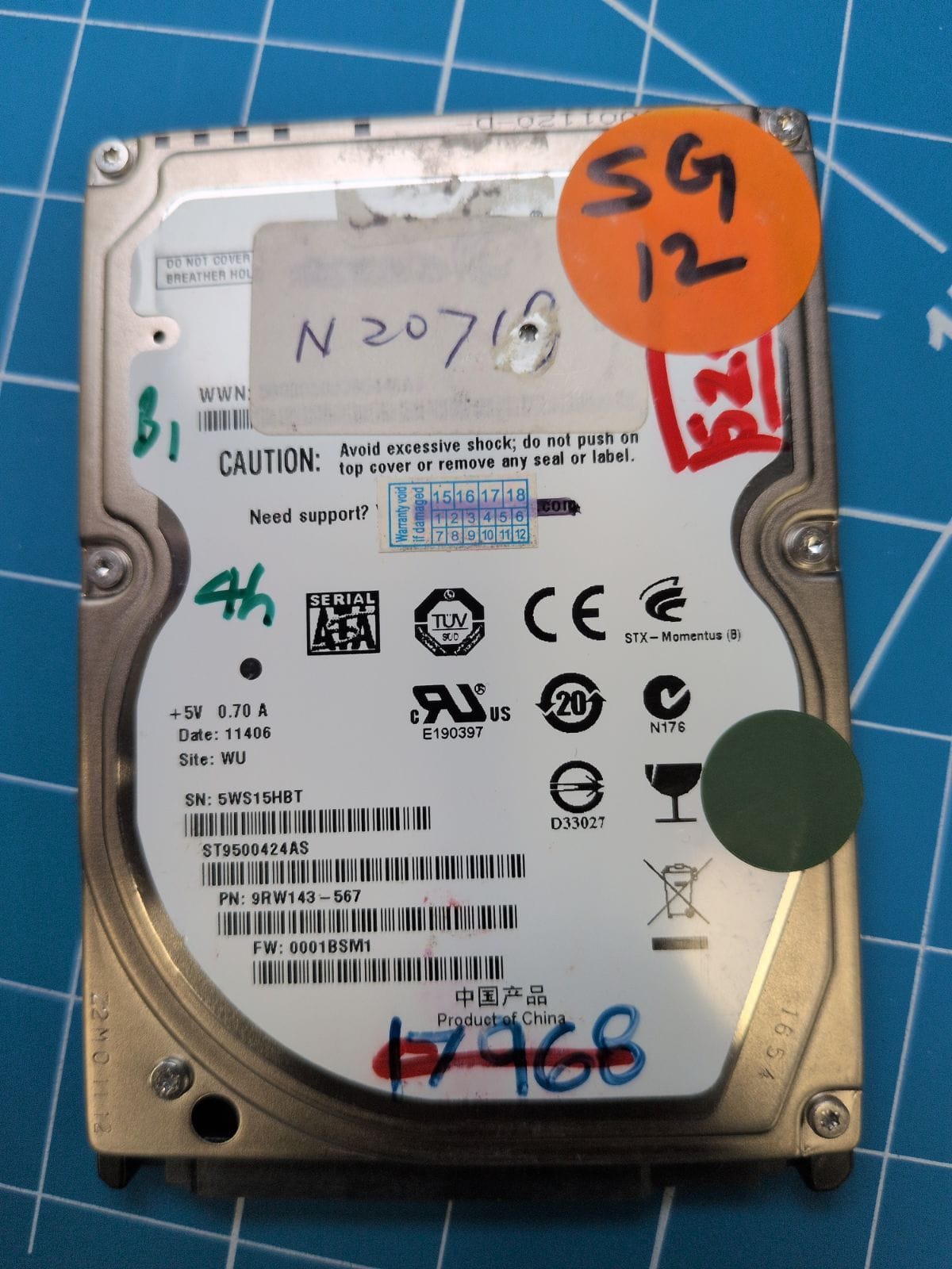 SG12 drive label (front)