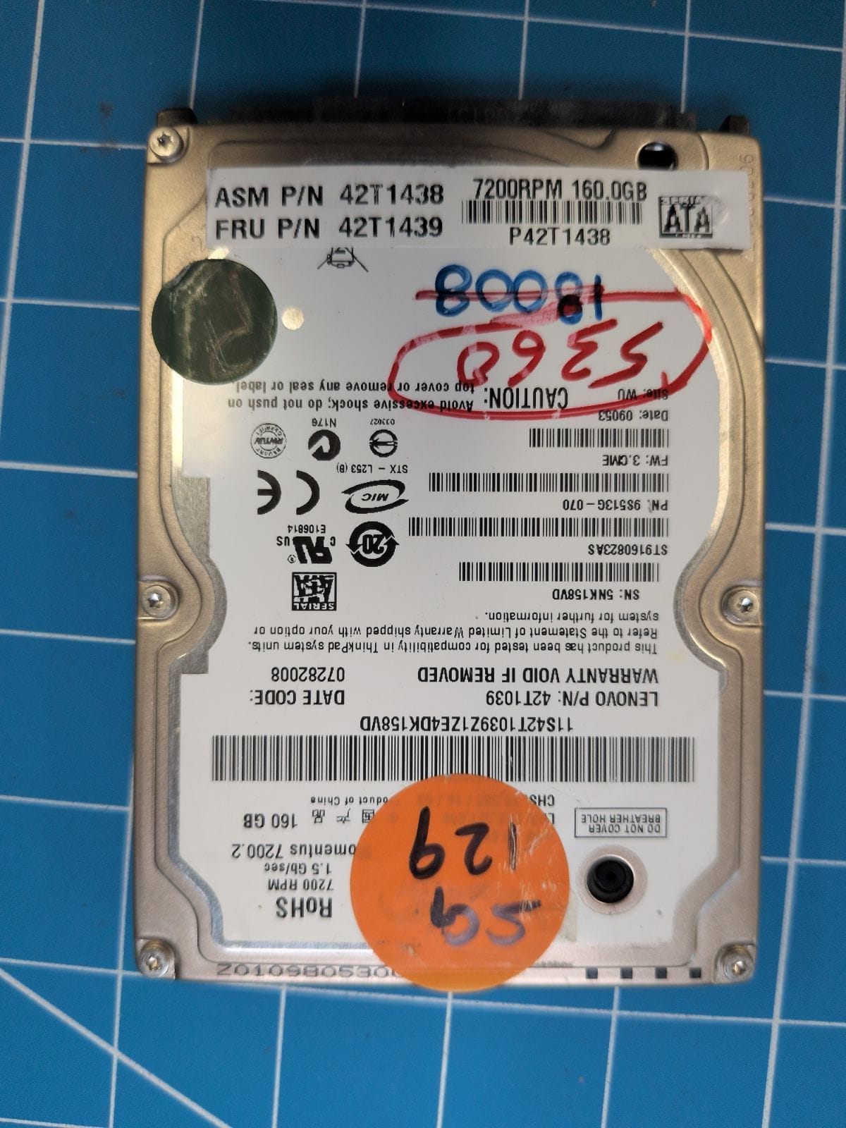 SG129 drive label (front)