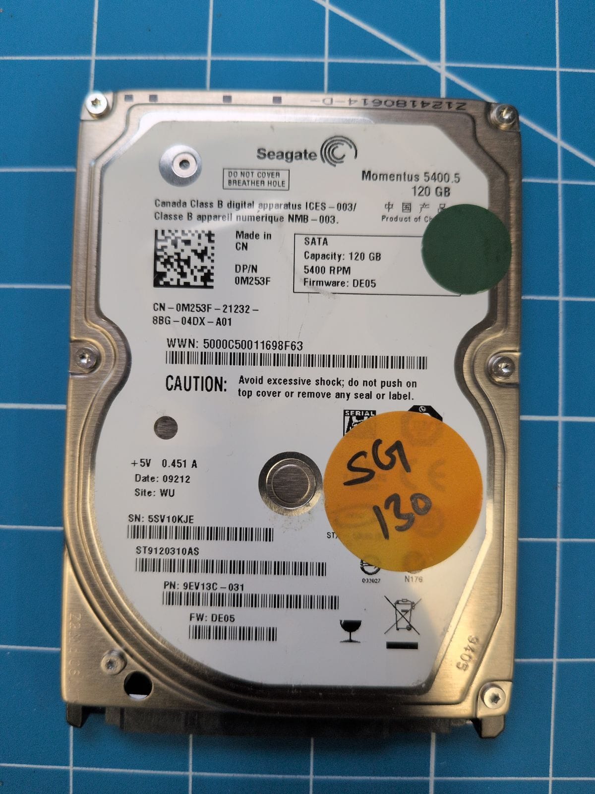 SG130 drive label (front)