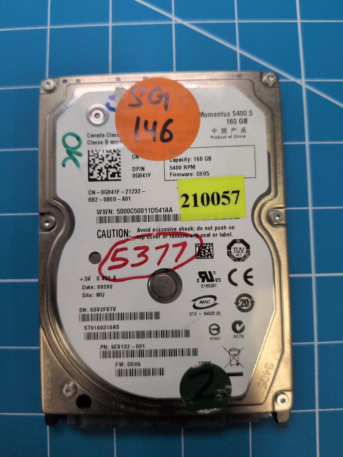SG146 drive label (front)