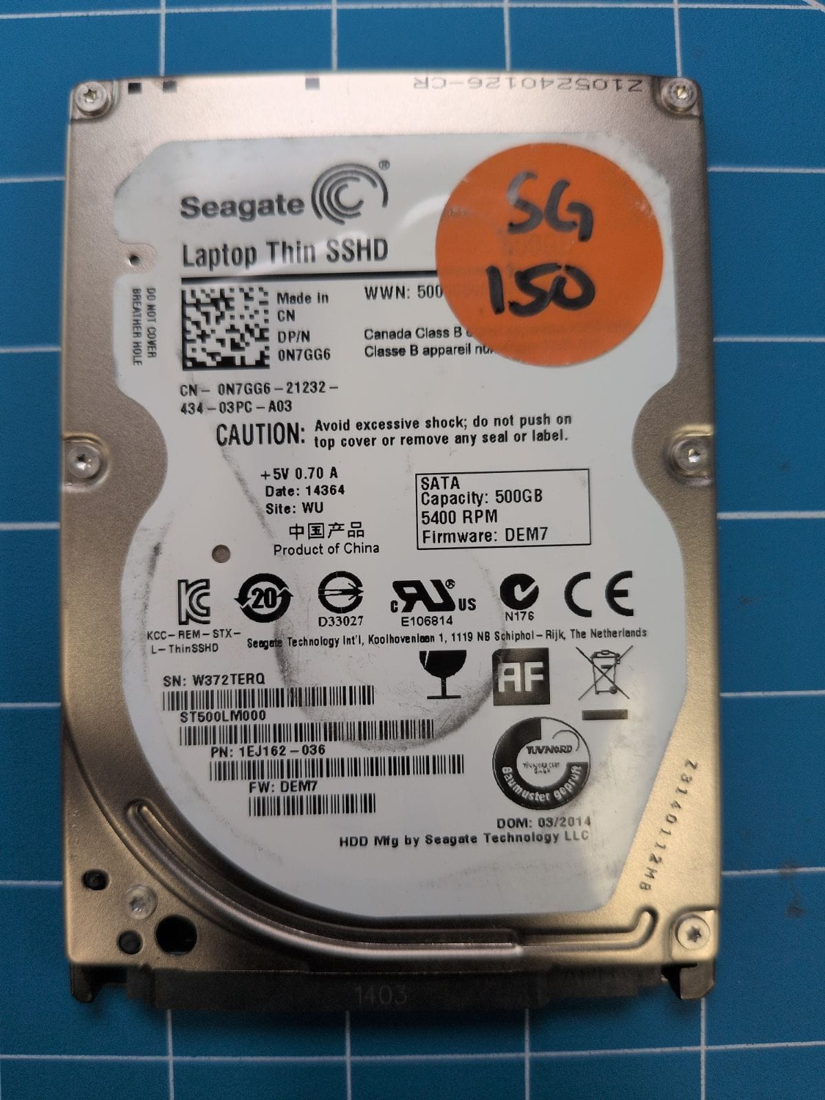 SG150 drive label (front)