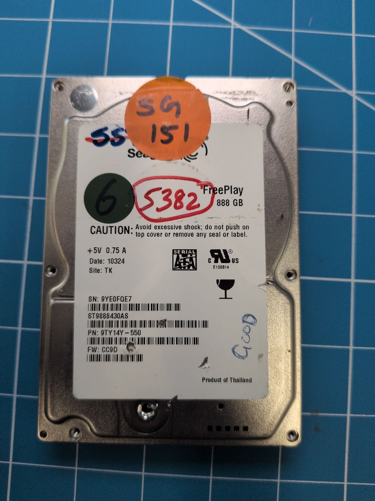 SG151 drive label (front)