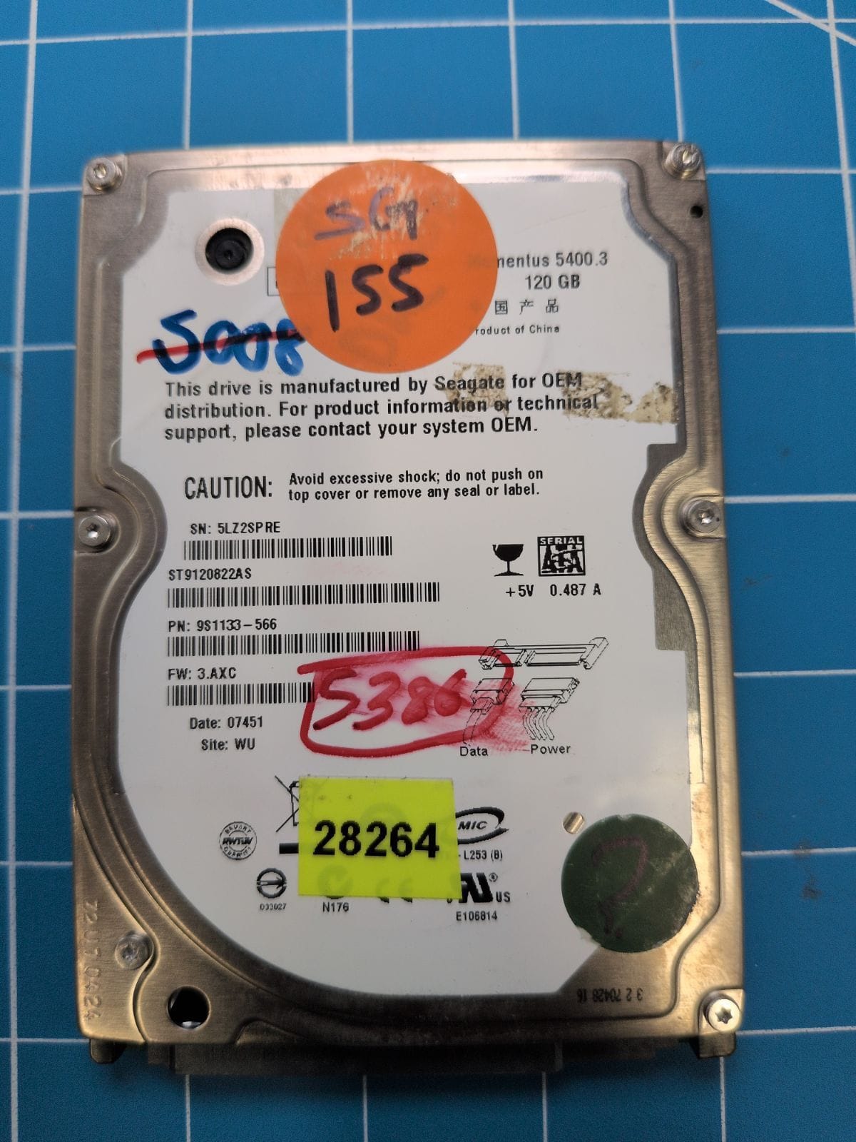 SG155 drive label (front)