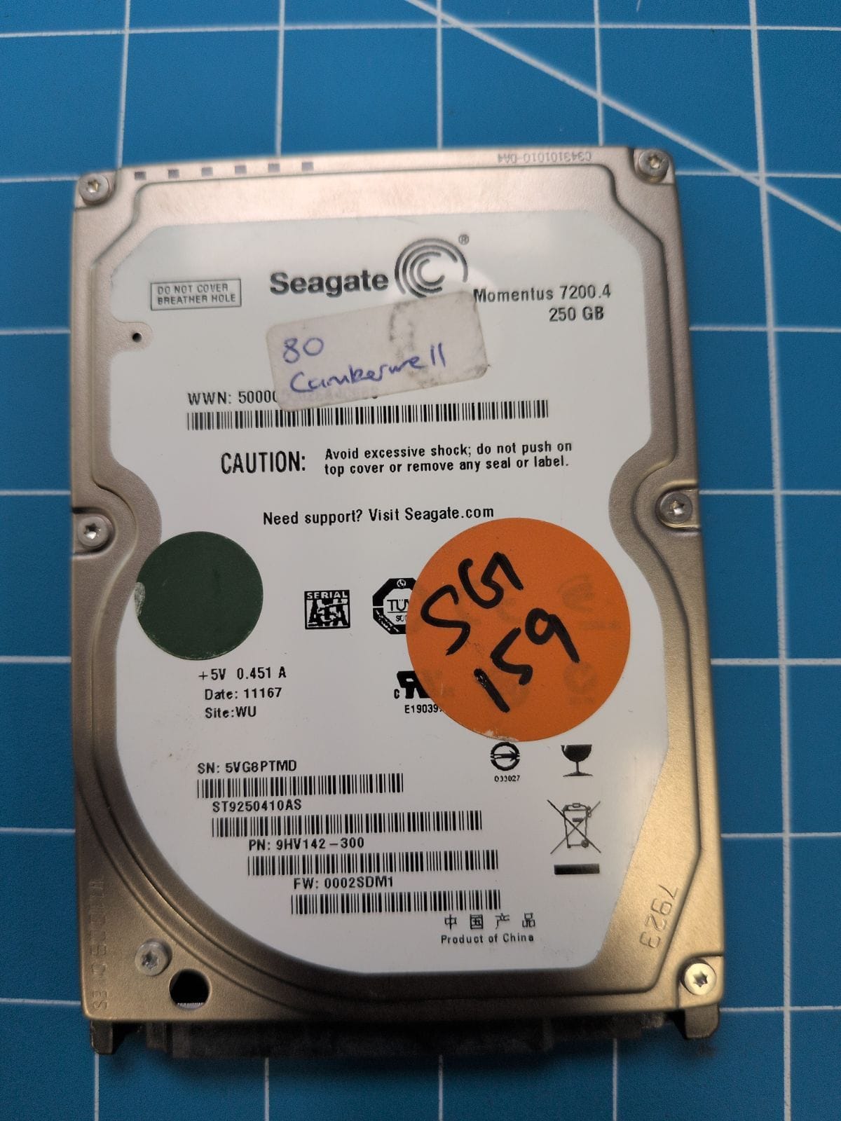 SG159 drive label (front)