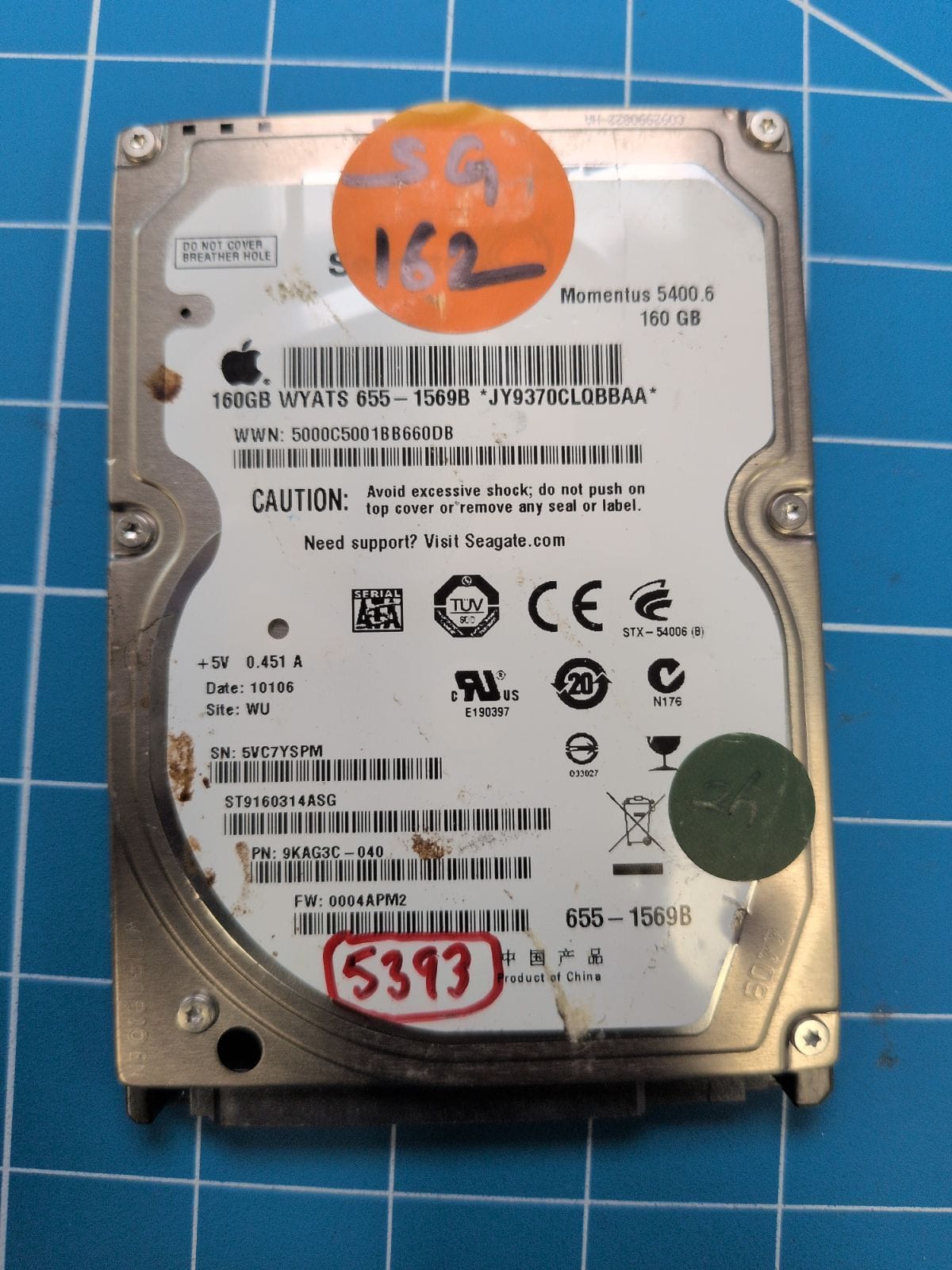 SG162 drive label (front)