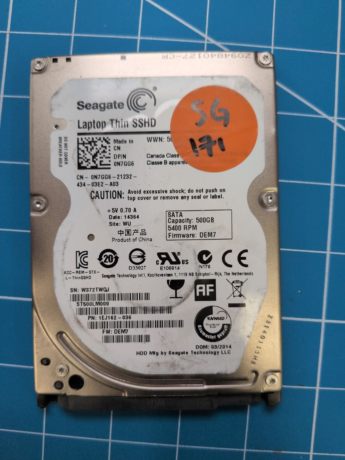 SG171 drive label (front)