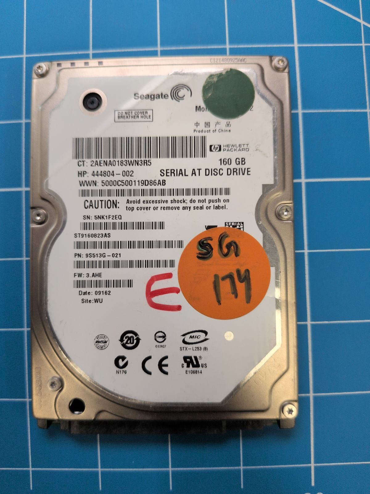 SG174 drive label (front)
