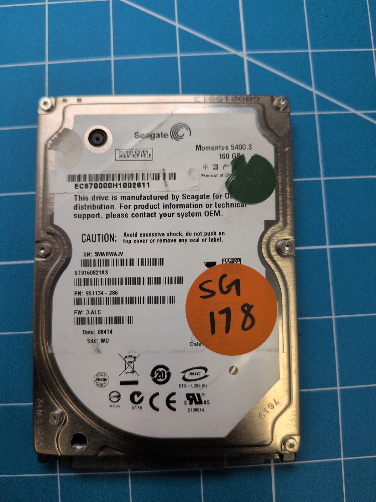 SG178 drive label (front)