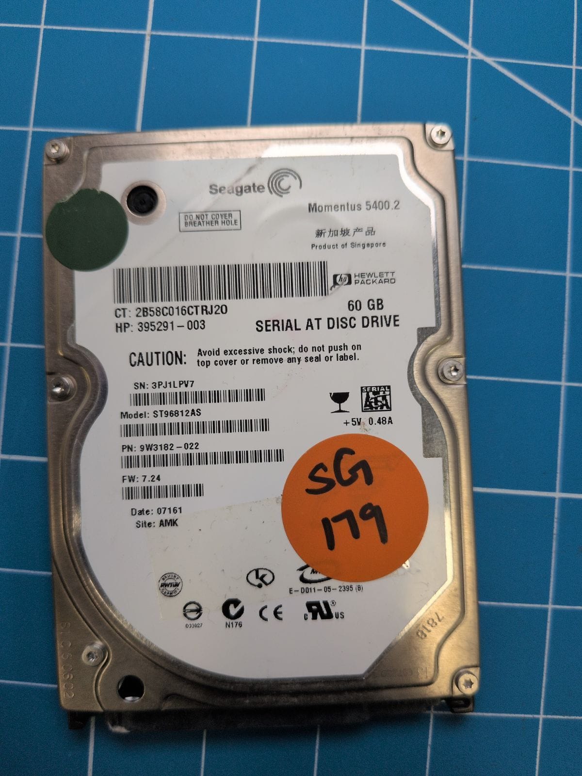 SG179 drive label (front)