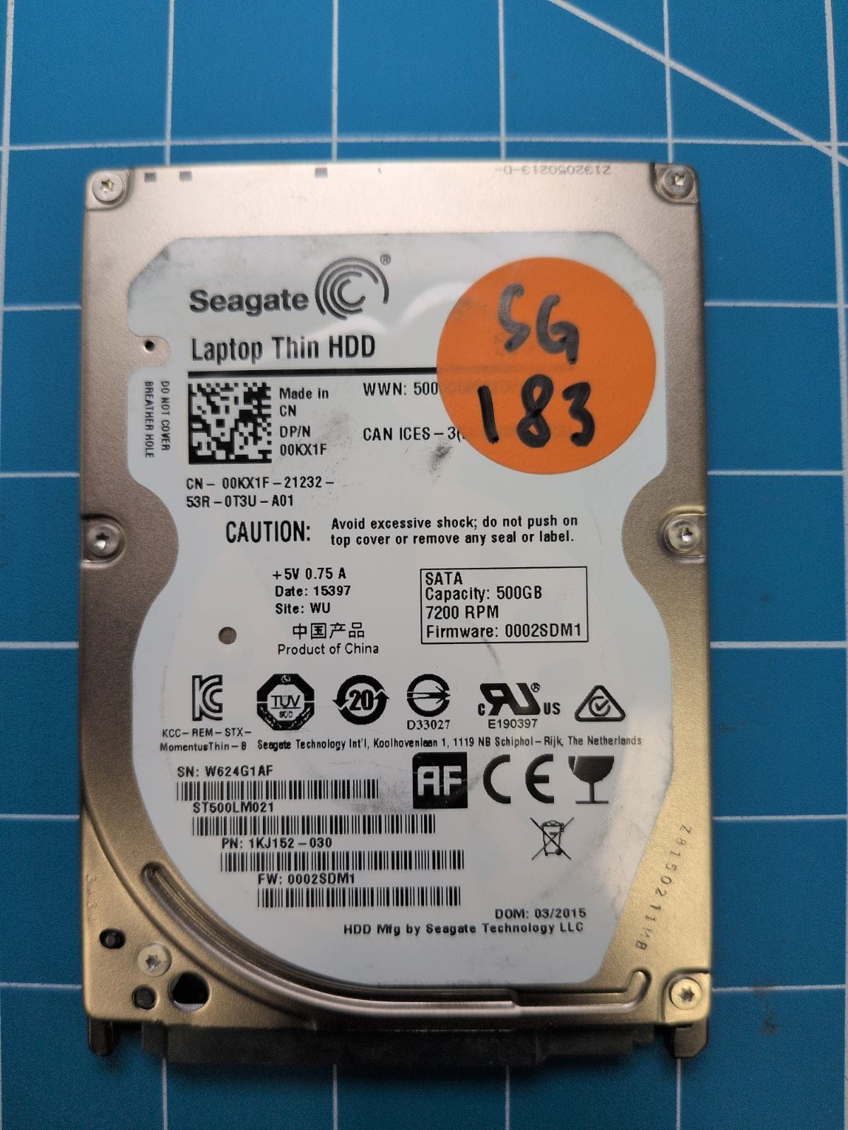 SG183 drive label (front)