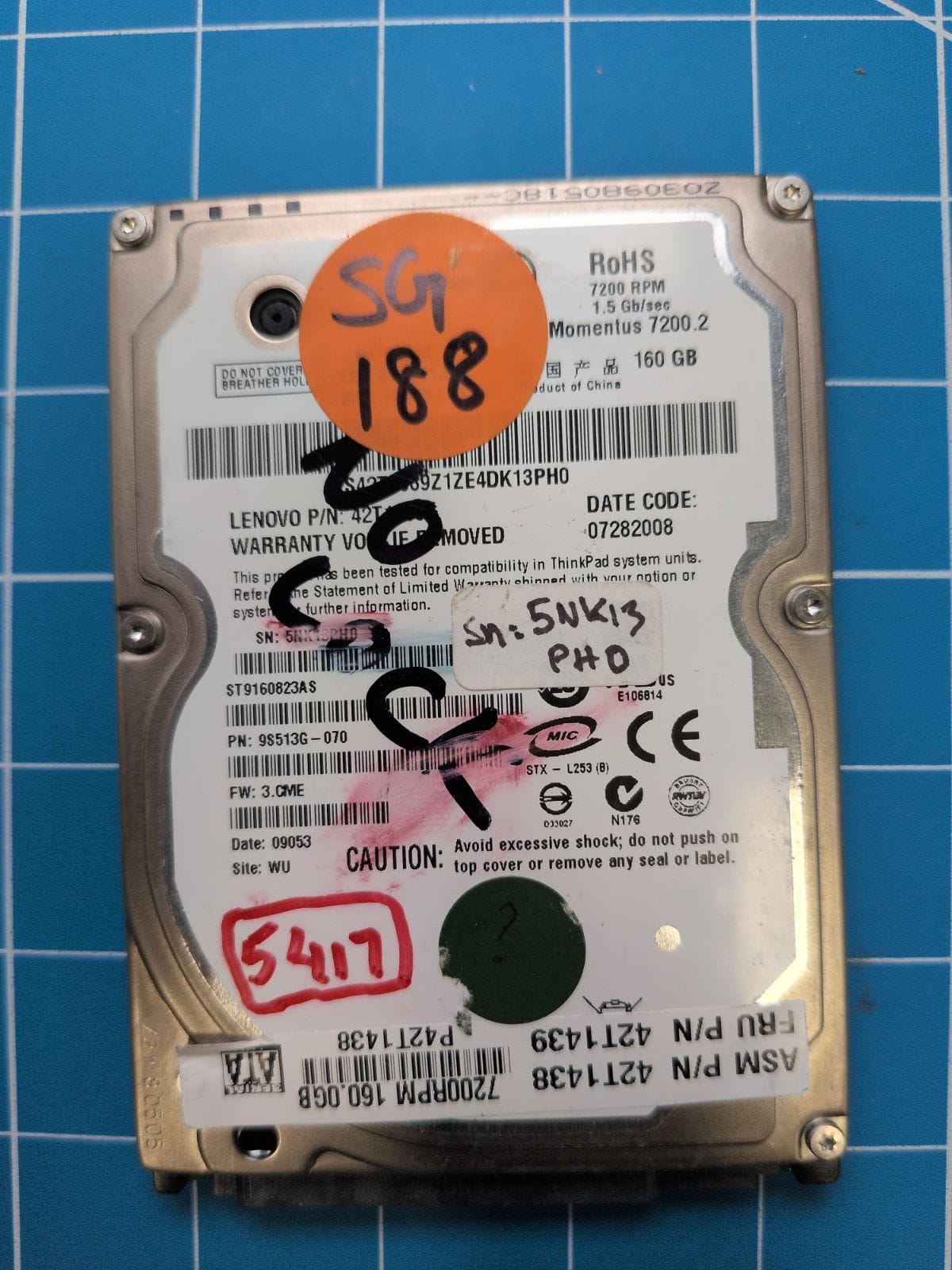 SG188 drive label (front)