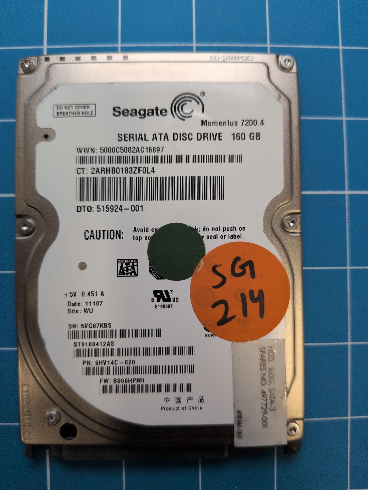 SG214 drive label (front)