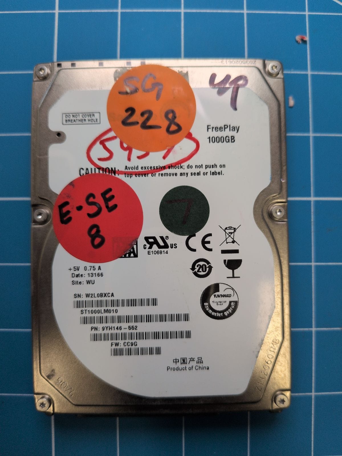 SG228 drive label (front)