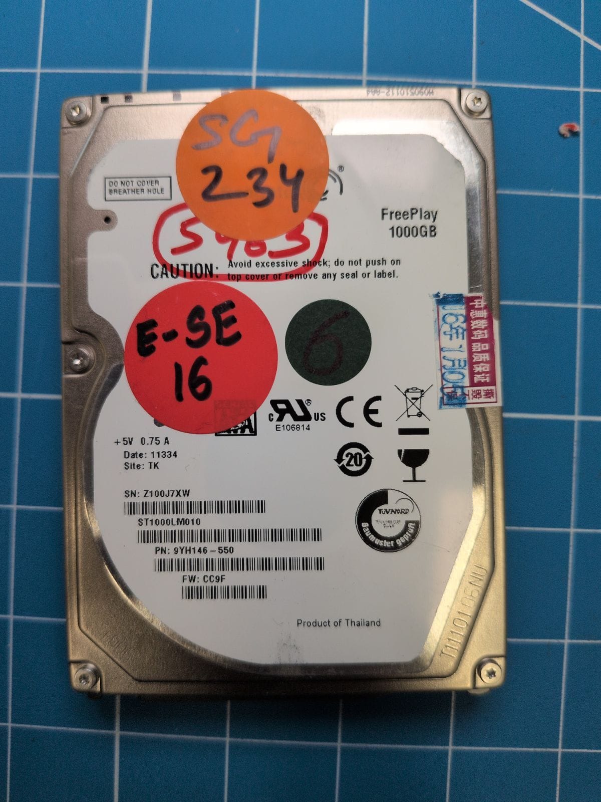 SG234 drive label (front)