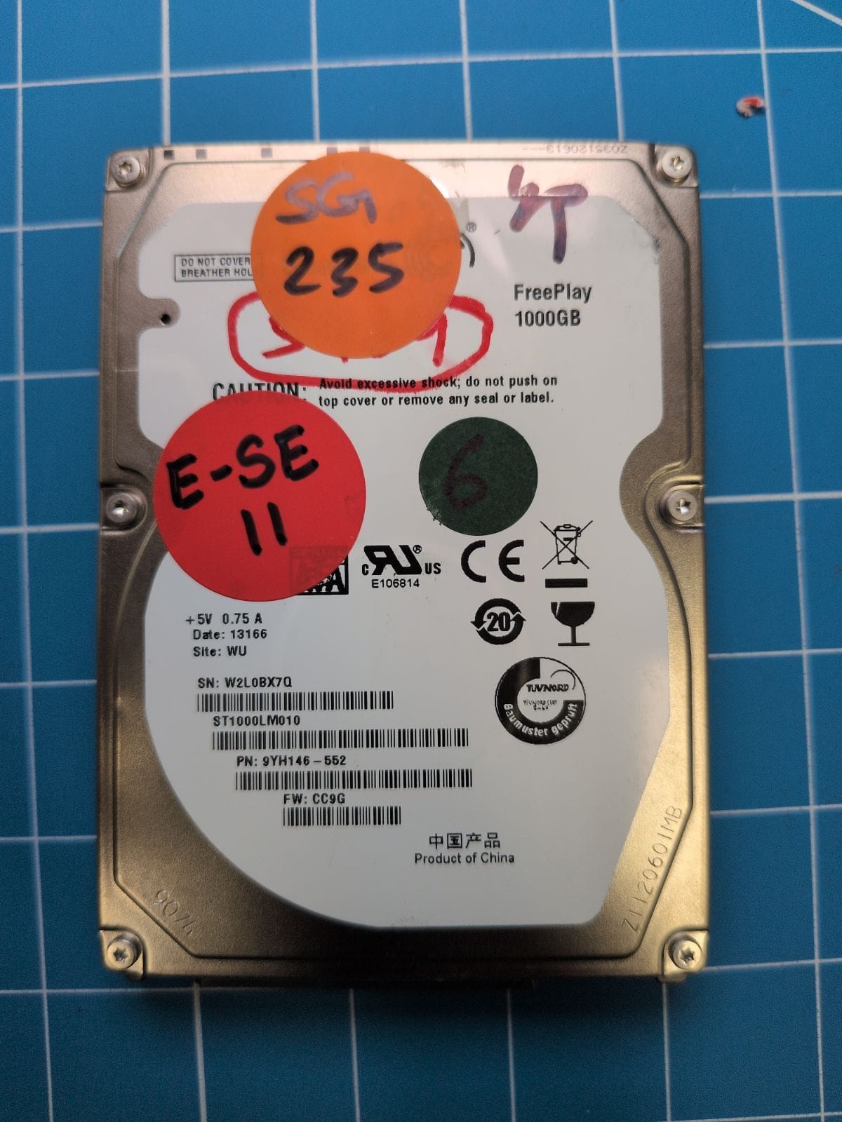 SG235 drive label (front)