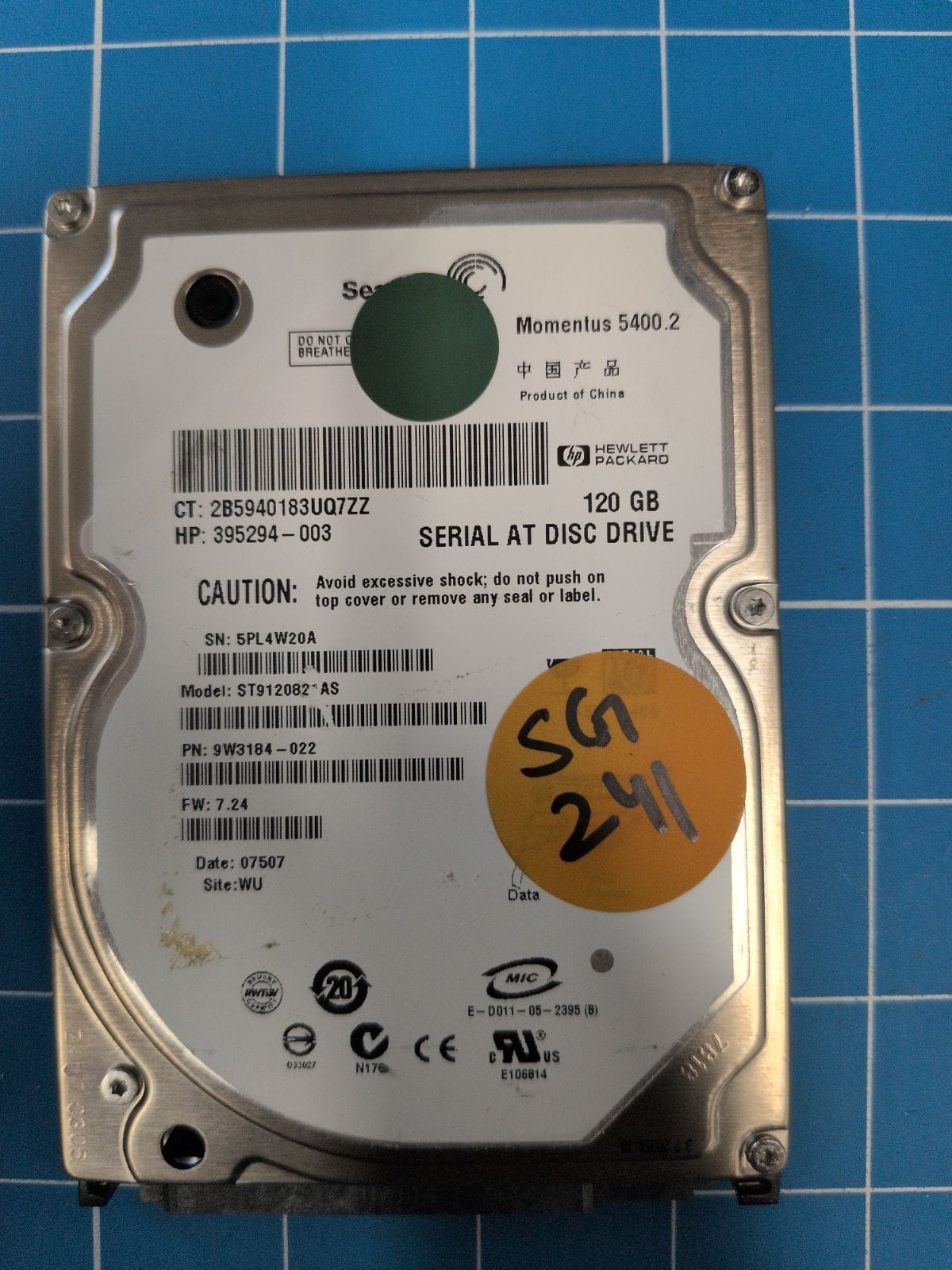 SG241 drive label (front)