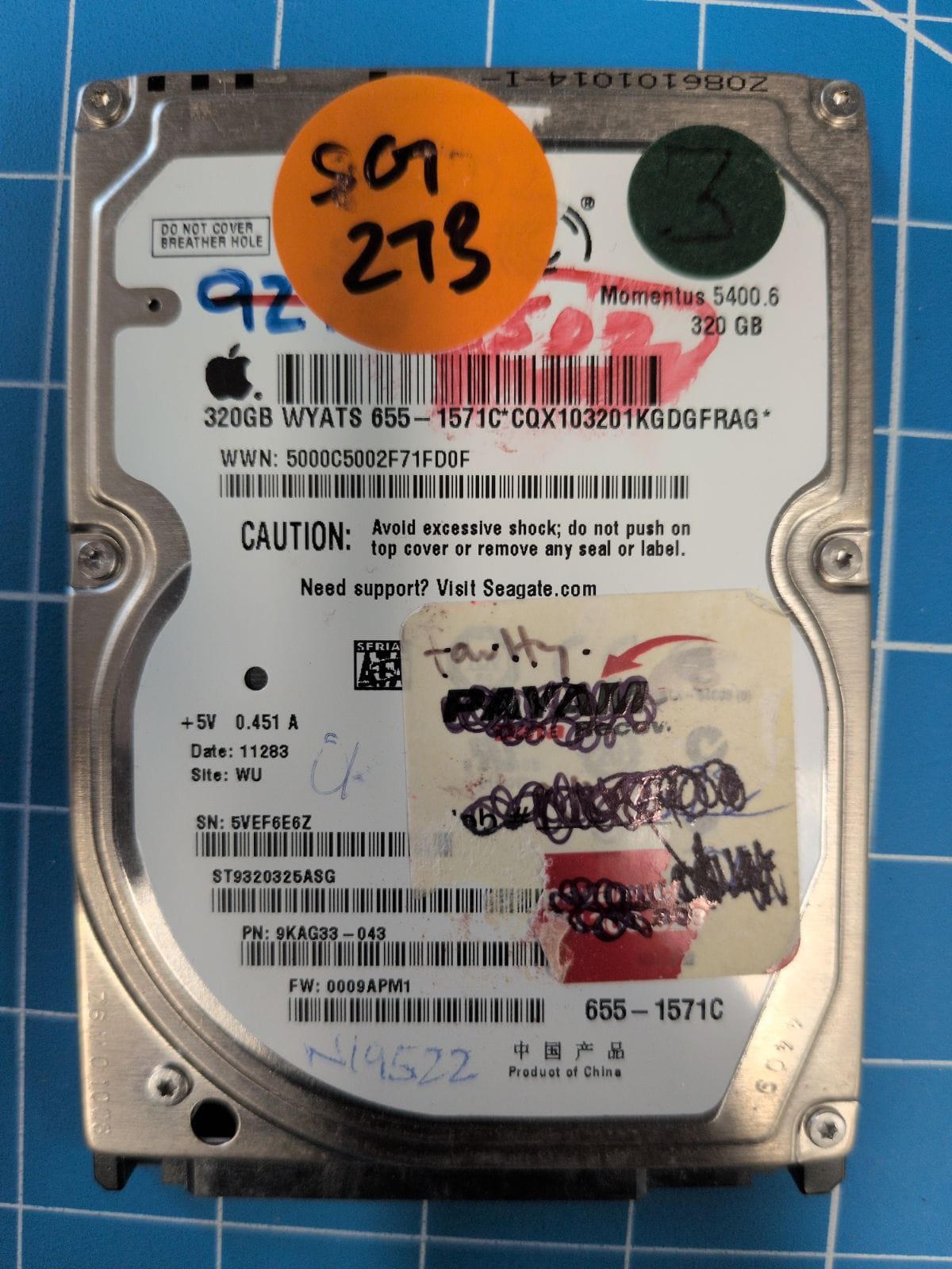 SG273 drive label (front)