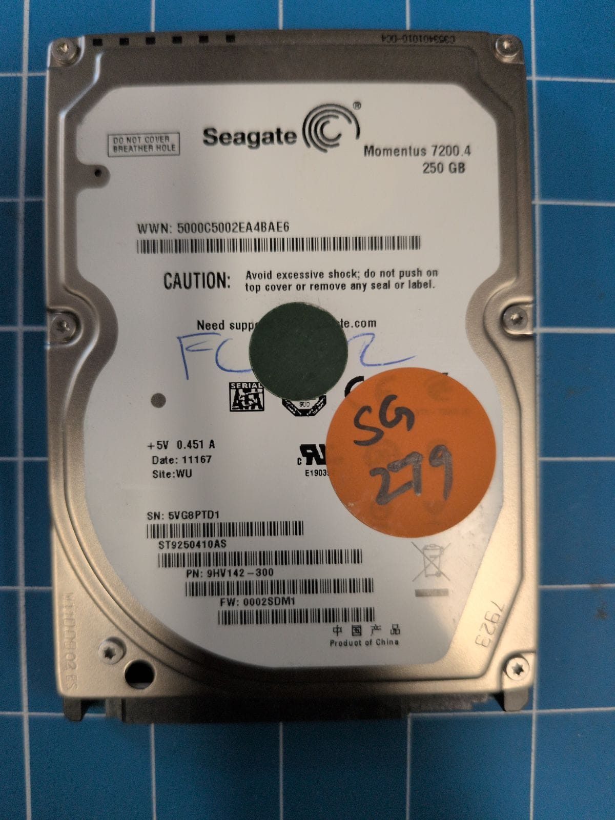 SG279 drive label (front)