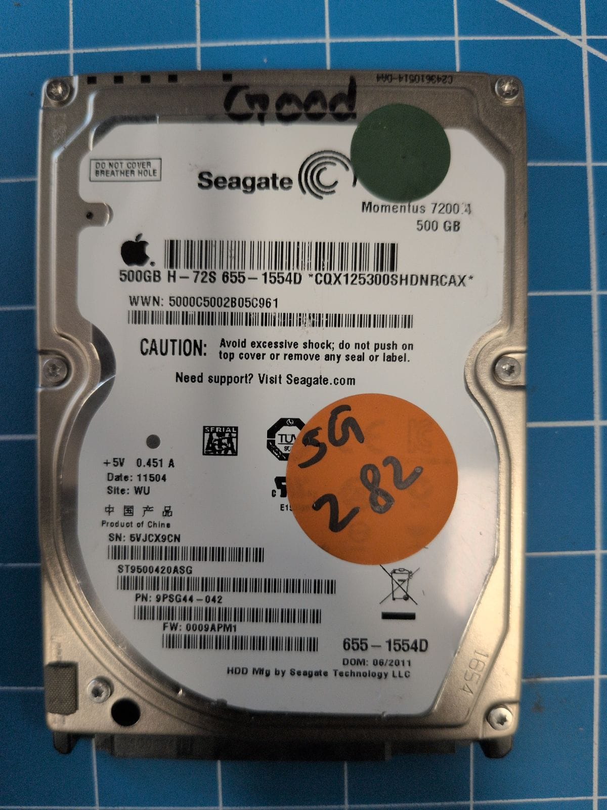 SG282 drive label (front)