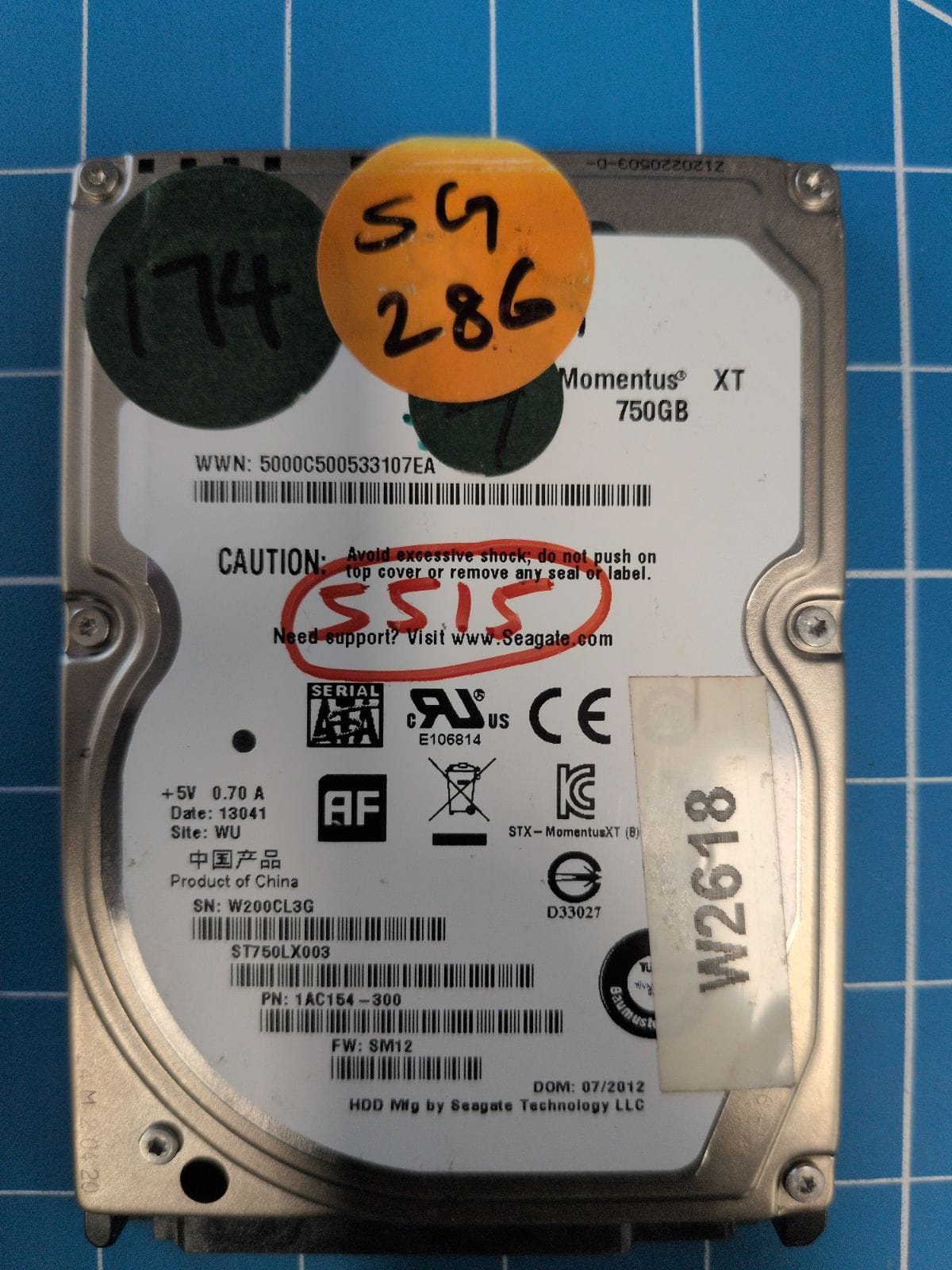 SG286 drive label (front)