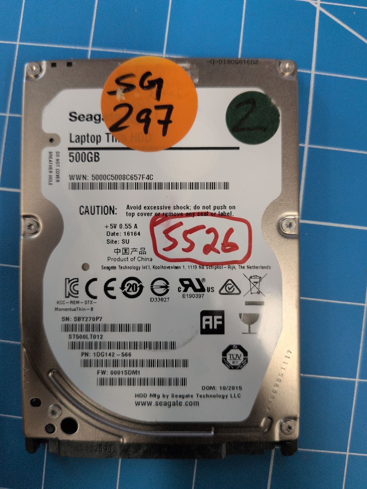 SG297 drive label (front)