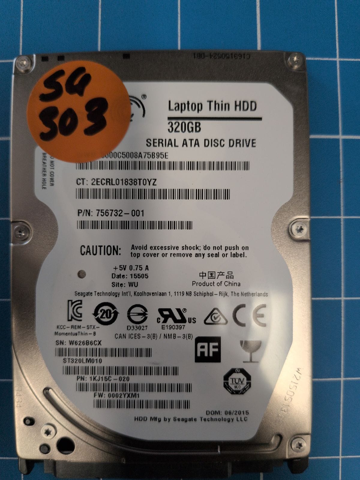 SG303 drive label (front)