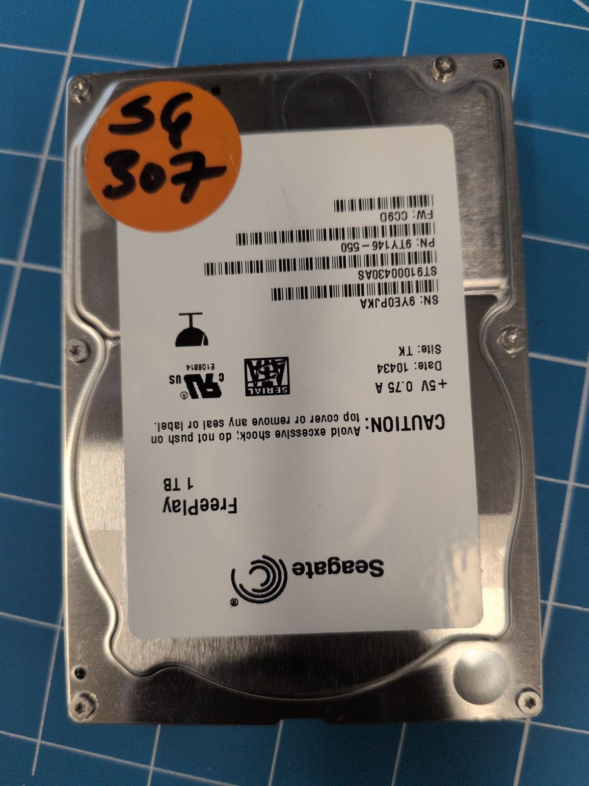 SG307 drive label (front)
