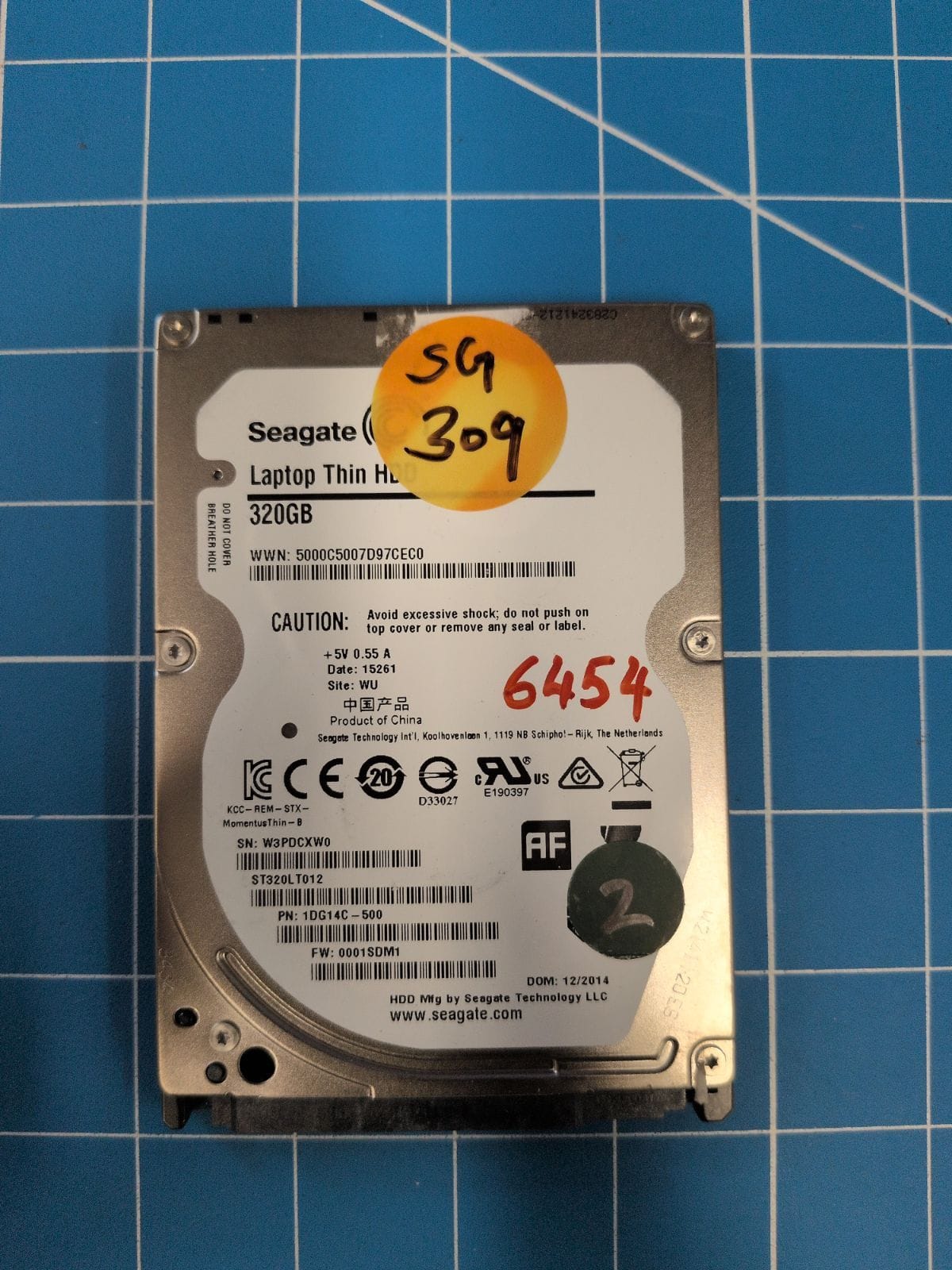 SG309 drive label (front)