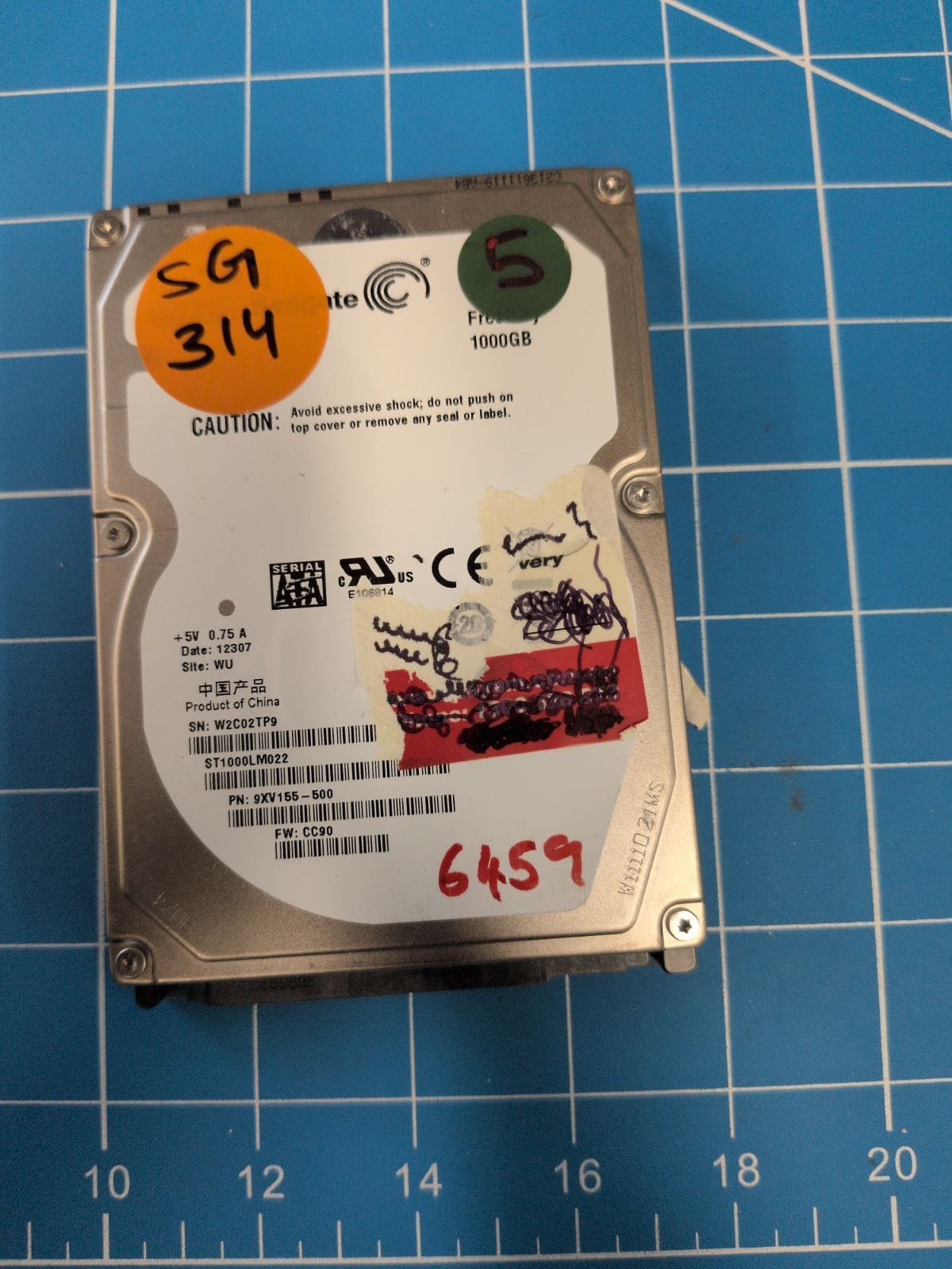 SG314 drive label (front)