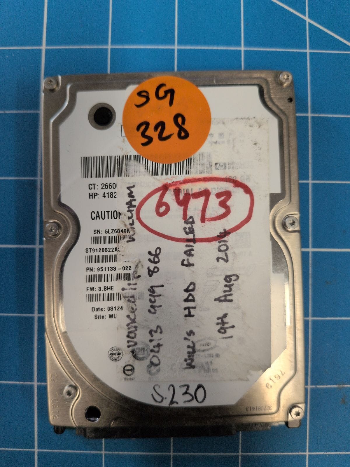 SG328 drive label (front)