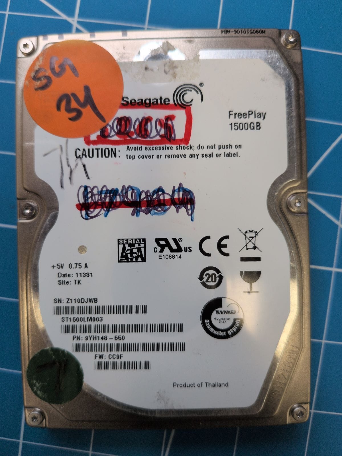 SG34 drive label (front)