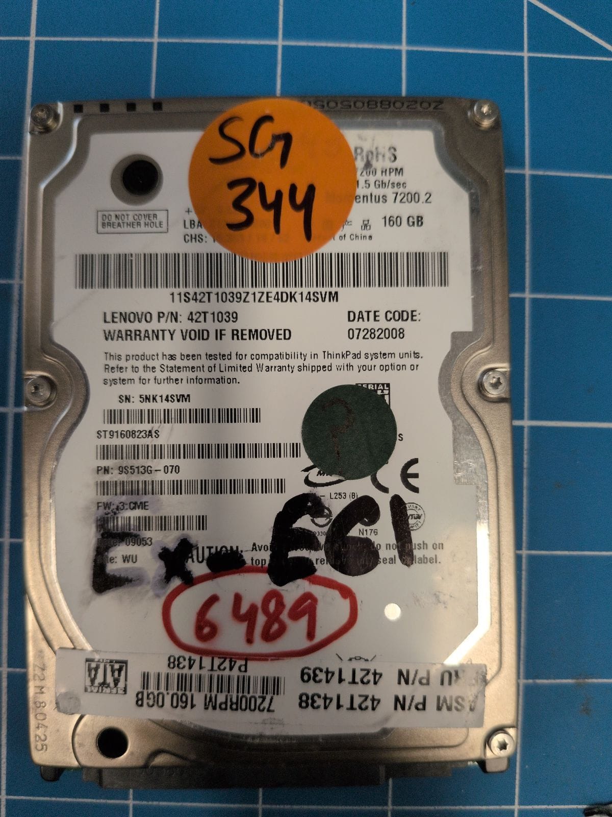 SG344 drive label (front)
