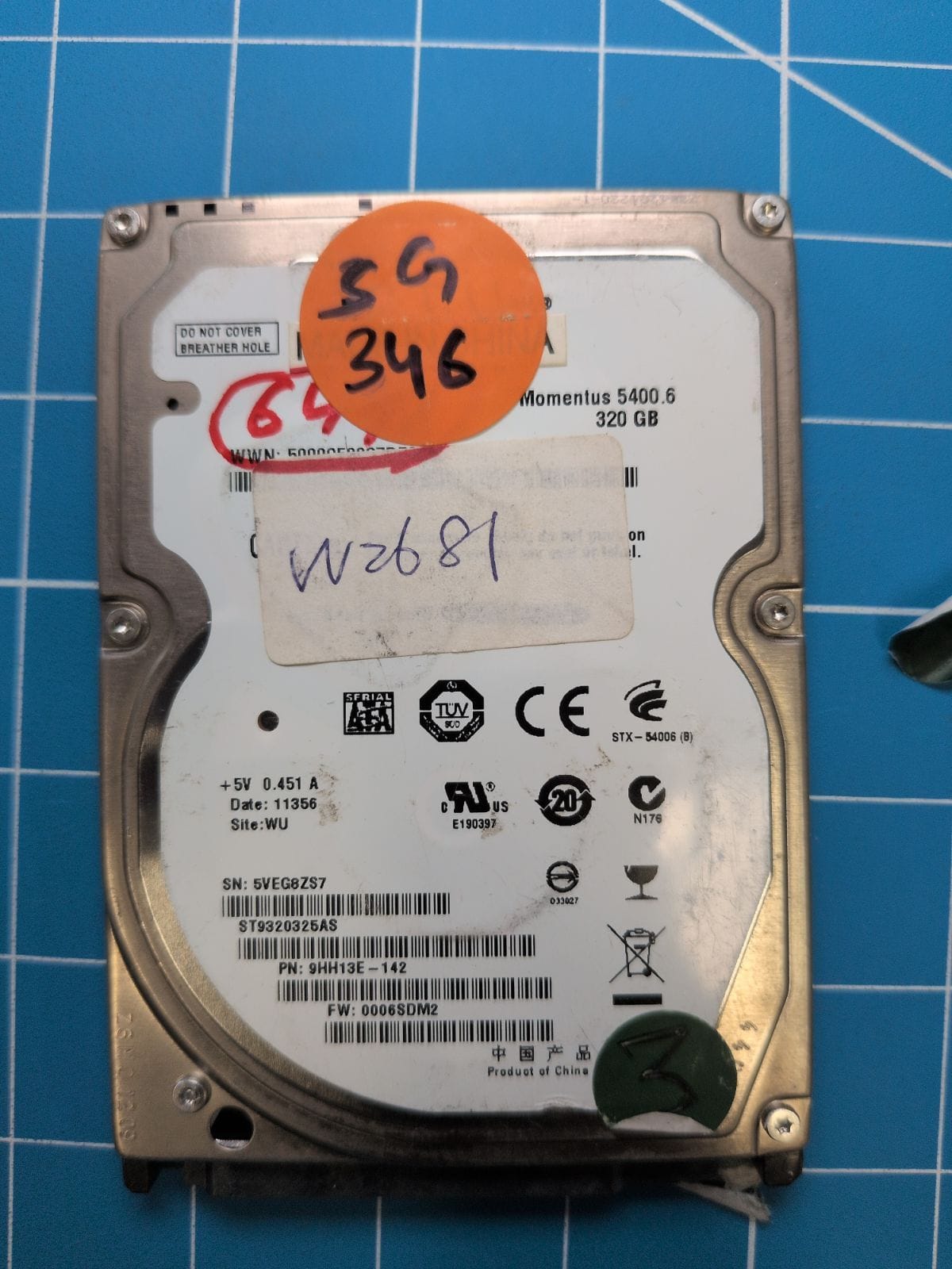 SG346 drive label (front)