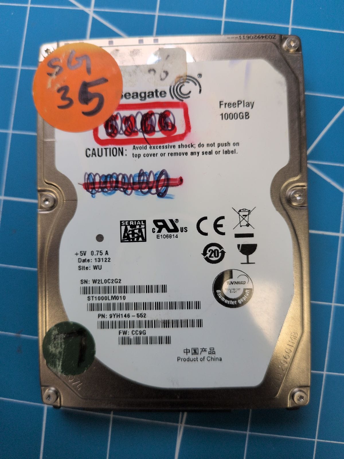 SG35 drive label (front)