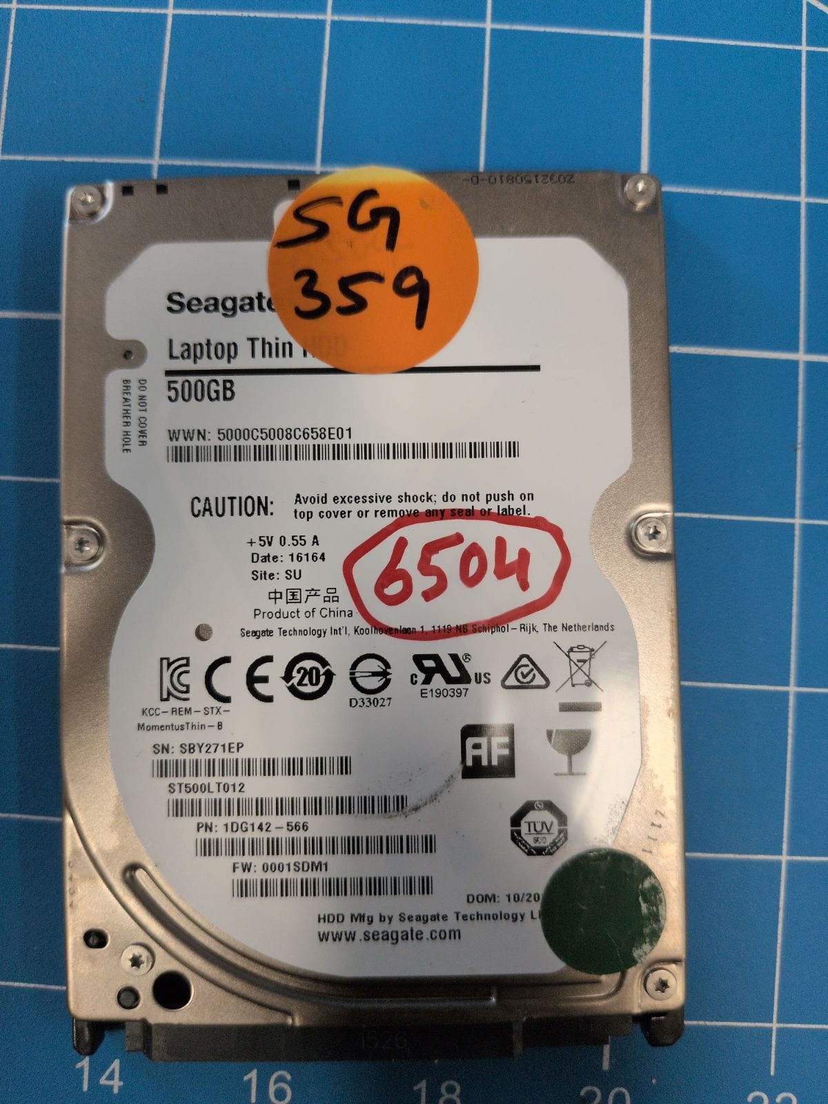 SG359 drive label (front)