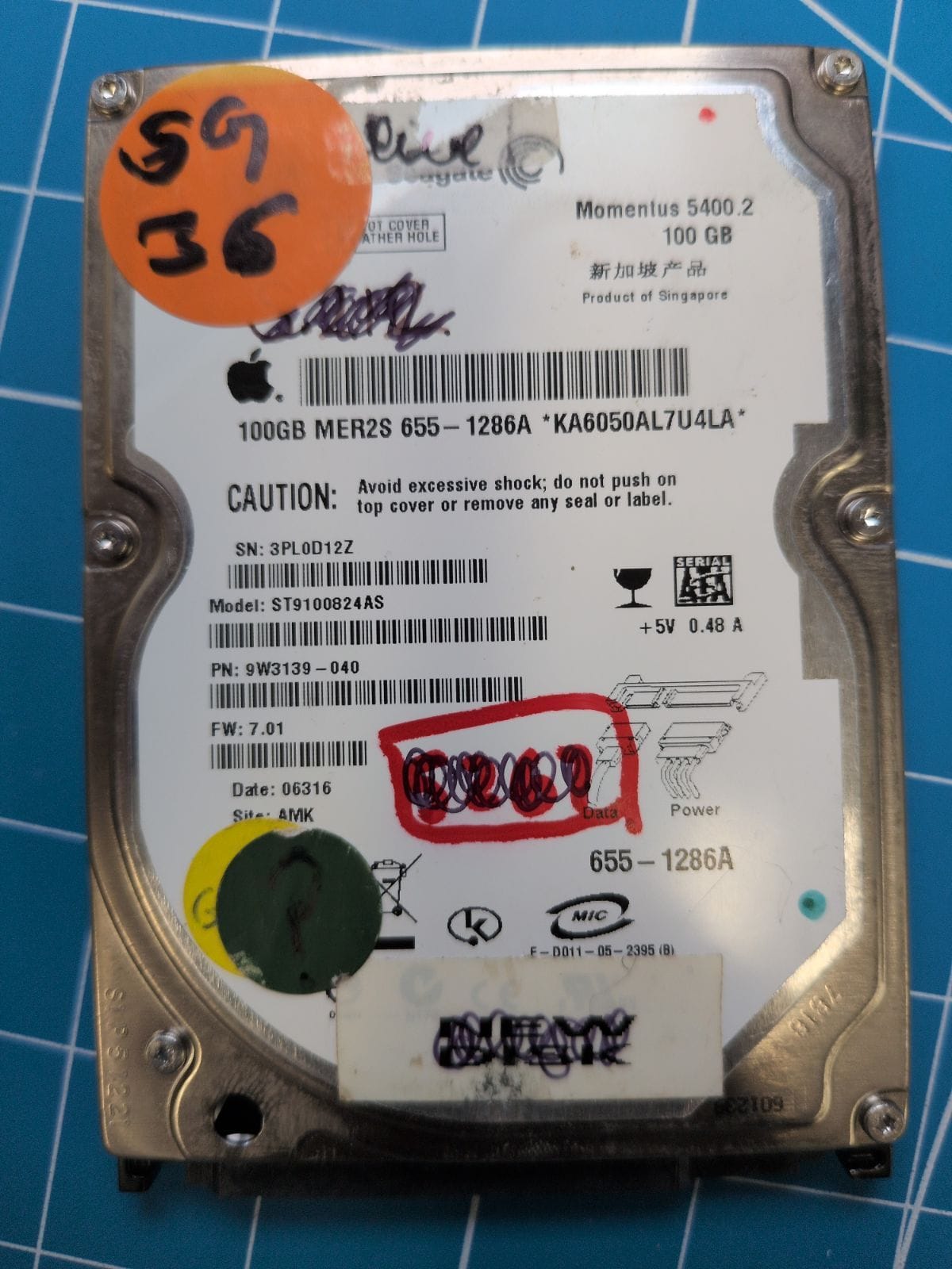 SG36 drive label (front)