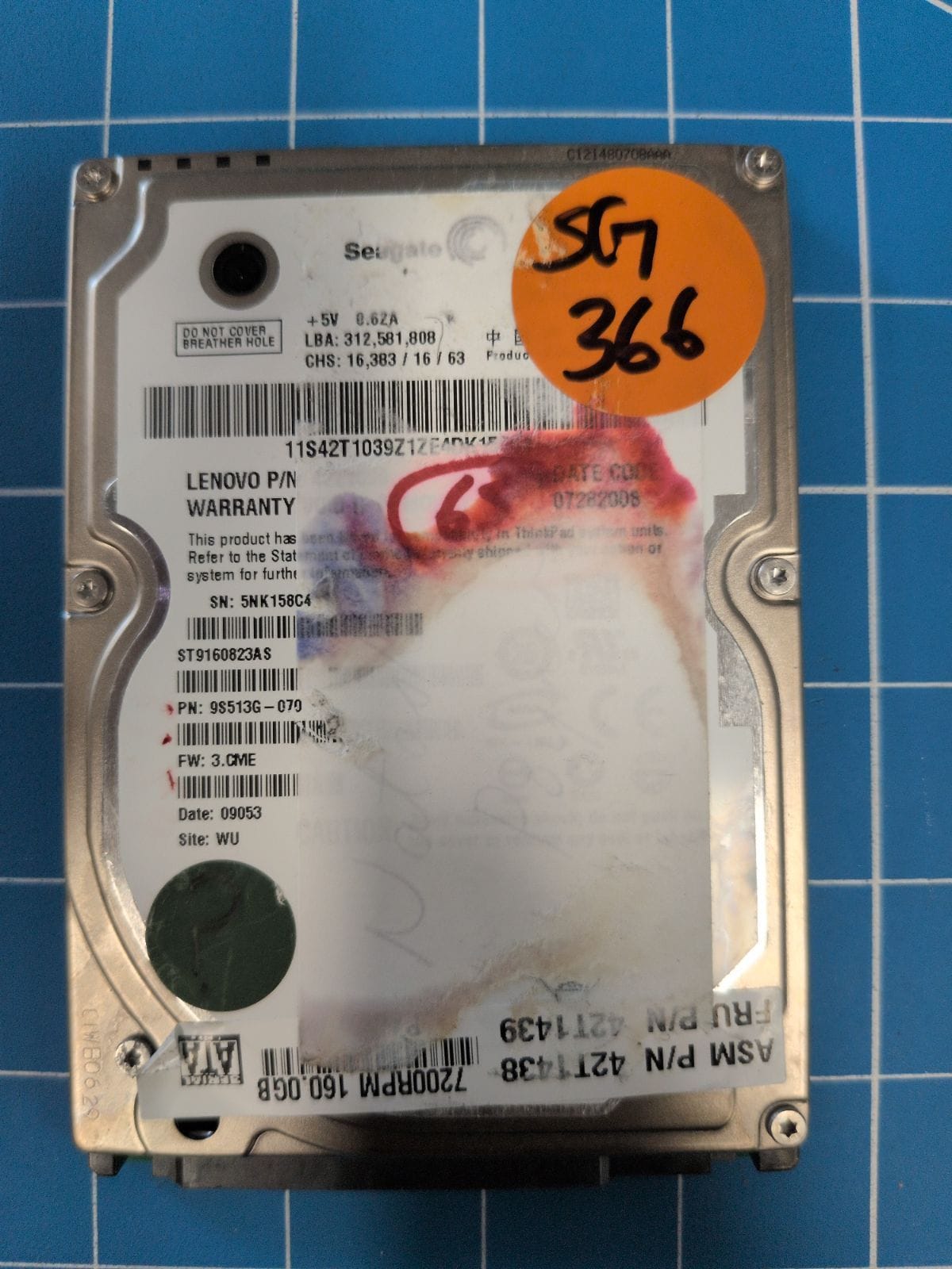 SG366 drive label (front)