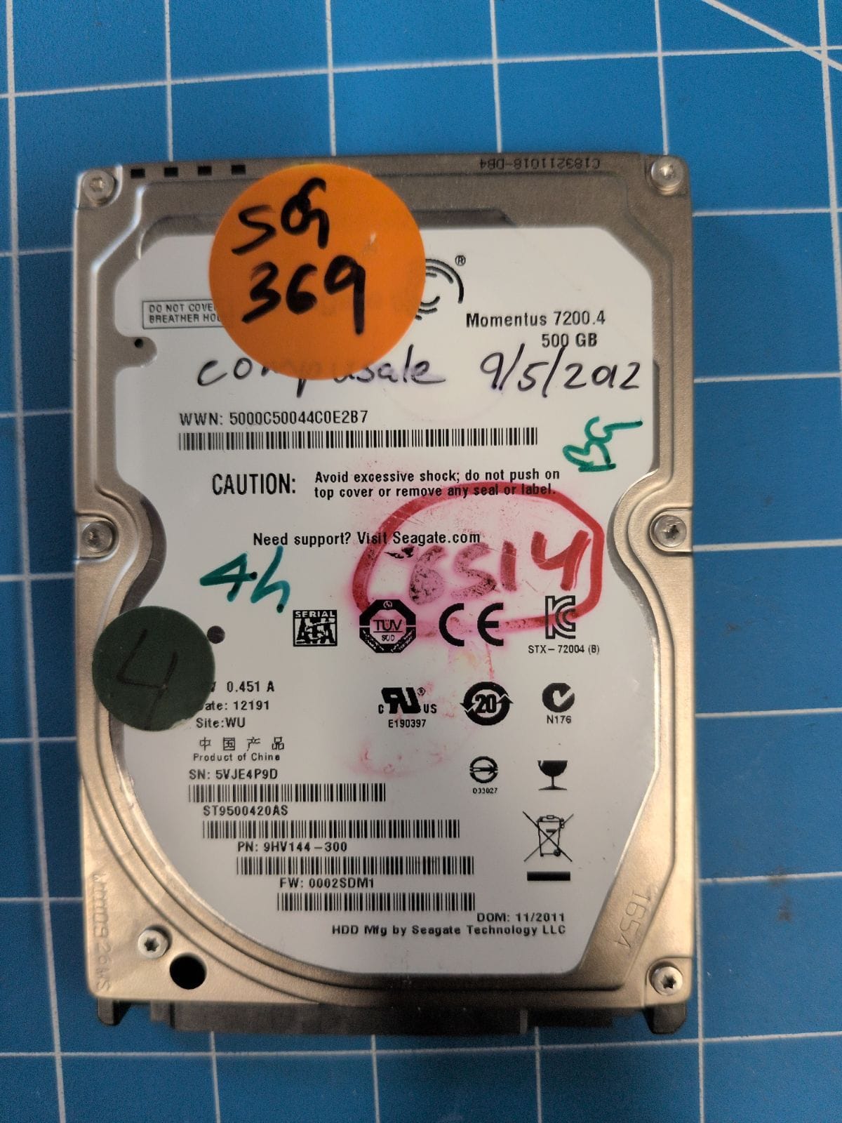 SG369 drive label (front)