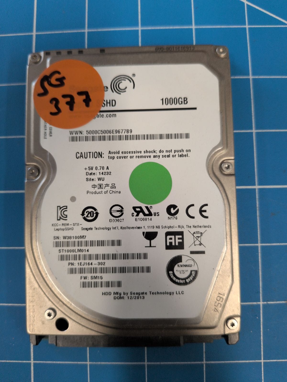 SG377 drive label (front)